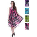 Indian Tie Dye Dress with Flower and Paisley Embroidery